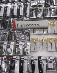 Large Thermometer Selection at a Retail Store