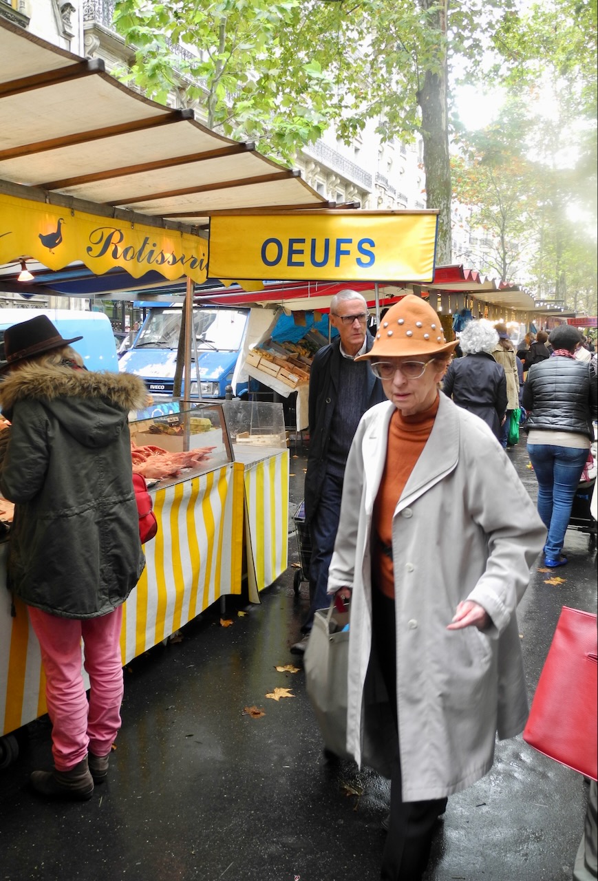A Market on Paris' Left Bank on a Rainy Day